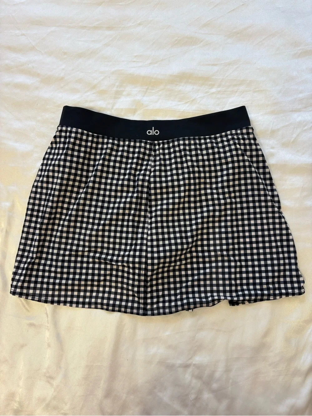 Alo Yoga Gingham Black & White Mini Skirt